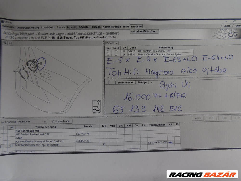 [GYÁRI ÚJ] BMW - Top hifi hangszóró (Első ajtóba) / E8x , E9x , E63+LCI , E64+LCI  3. kép